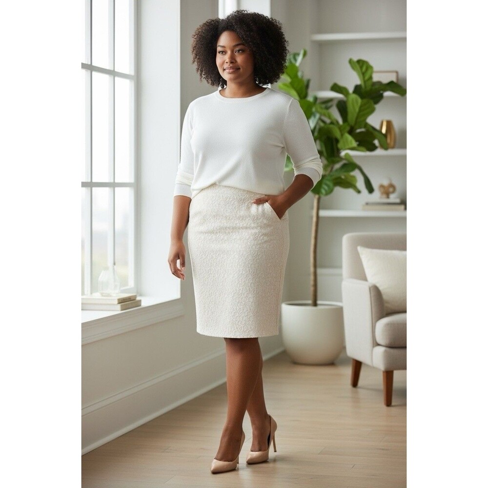 Kasper Light Pink Embroidered Business Pencil Skirt Women’s Petite Size 14P